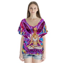 V-Neck Flutter Sleeve Top 