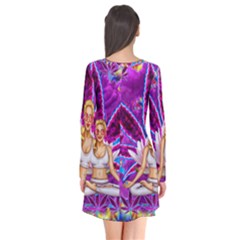 Long Sleeve V-neck Flare Dress 