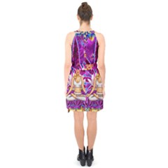Halter Collar Waist Tie Chiffon Dress 
