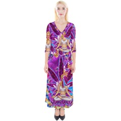 Quarter Sleeve Wrap Maxi Dress 