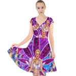 Psychedelic Meditation  CBDOilPrincess  71bfb2da-e92a-4d84-8ee3-468fa9cd04c2 Cap Sleeve Front Wrap Midi Dress