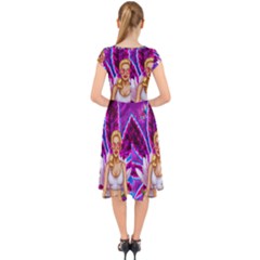 Cap Sleeve Front Wrap Midi Dress 