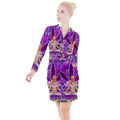 Button Long Sleeve Dress 