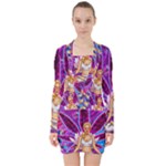 Psychedelic Meditation  CBDOilPrincess  71bfb2da-e92a-4d84-8ee3-468fa9cd04c2 V-neck Bodycon Long Sleeve Dress