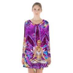 Long Sleeve Velvet V-neck Dress 