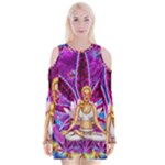 Psychedelic Meditation  CBDOilPrincess  71bfb2da-e92a-4d84-8ee3-468fa9cd04c2 Velvet Long Sleeve Shoulder Cutout Dress