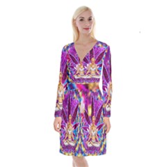 Long Sleeve Velvet Front Wrap Dress 