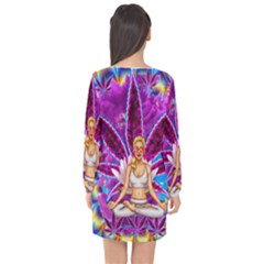 Long Sleeve Chiffon Shift Dress  
