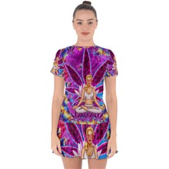 Drop Hem Mini Chiffon Dress 