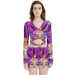 Velvet Wrap Crop Top and Shorts Set 