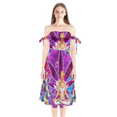Shoulder Tie Bardot Midi Dress 