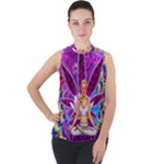 Psychedelic Meditation  CBDOilPrincess  71bfb2da-e92a-4d84-8ee3-468fa9cd04c2 Mock Neck Chiffon Sleeveless Top