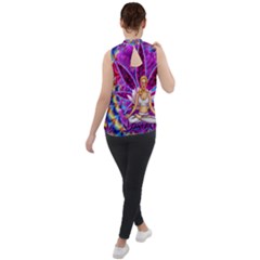 Mock Neck Chiffon Sleeveless Top 