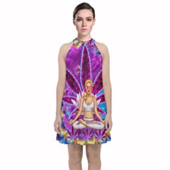 Velvet Halter Neckline Dress  