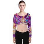 Psychedelic Meditation  CBDOilPrincess  71bfb2da-e92a-4d84-8ee3-468fa9cd04c2 Velvet Long Sleeve Crop Top