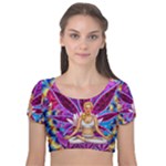 Psychedelic Meditation  CBDOilPrincess  71bfb2da-e92a-4d84-8ee3-468fa9cd04c2 Velvet Short Sleeve Crop Top 
