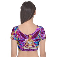 Velvet Short Sleeve Crop Top  