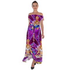 Off Shoulder Open Front Chiffon Dress 