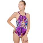 Psychedelic Meditation  CBDOilPrincess  71bfb2da-e92a-4d84-8ee3-468fa9cd04c2 High Neck One Piece Swimsuit