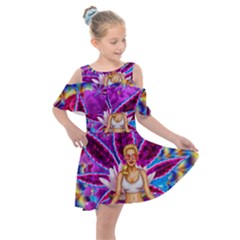 Kids  Shoulder Cutout Chiffon Dress 