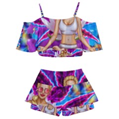 Kids  Off Shoulder Skirt Bikini 