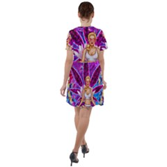 Short Sleeve Shoulder Cut Out Dress  