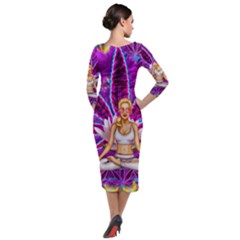 Quarter Sleeve Midi Velour Bodycon Dress 