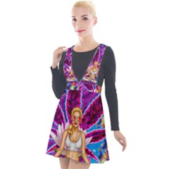 Plunge Pinafore Velour Dress 