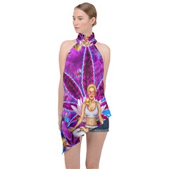 Halter Asymmetric Satin Top 