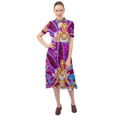 Keyhole Neckline Chiffon Dress 