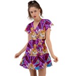 Psychedelic Meditation  CBDOilPrincess  71bfb2da-e92a-4d84-8ee3-468fa9cd04c2 Flutter Sleeve Wrap Dress