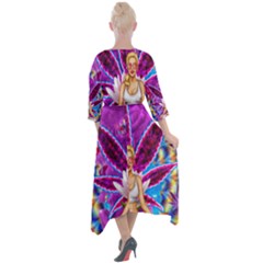 Quarter Sleeve Wrap Front Maxi Dress 