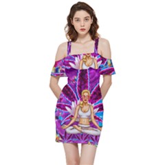 Shoulder Frill Bodycon Summer Dress 