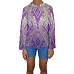 Purple & Gold  CBDOilPrincess E70d1a7c-502f-48a3-839e-eea25bfe4633 Kids  Long Sleeve Swimwear