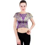 Purple & Gold  CBDOilPrincess E70d1a7c-502f-48a3-839e-eea25bfe4633 Crew Neck Crop Top