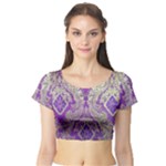 Purple & Gold  CBDOilPrincess E70d1a7c-502f-48a3-839e-eea25bfe4633 Short Sleeve Crop Top