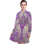 Purple & Gold  CBDOilPrincess E70d1a7c-502f-48a3-839e-eea25bfe4633 Long Sleeve Chiffon Shirt Dress
