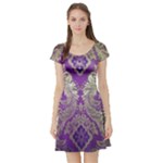 Purple & Gold  CBDOilPrincess E70d1a7c-502f-48a3-839e-eea25bfe4633 Short Sleeve Skater Dress