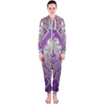 Purple & Gold  CBDOilPrincess E70d1a7c-502f-48a3-839e-eea25bfe4633 Hooded Jumpsuit (Ladies) 