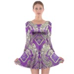 Purple & Gold  CBDOilPrincess E70d1a7c-502f-48a3-839e-eea25bfe4633 Long Sleeve Skater Dress