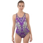 Purple & Gold  CBDOilPrincess E70d1a7c-502f-48a3-839e-eea25bfe4633 Cut-Out Back One Piece Swimsuit