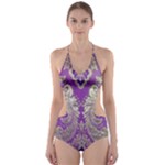 Purple & Gold  CBDOilPrincess E70d1a7c-502f-48a3-839e-eea25bfe4633 Cut-Out One Piece Swimsuit