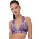 Purple & Gold  CBDOilPrincess E70d1a7c-502f-48a3-839e-eea25bfe4633 Halter Plunge Bikini Top