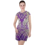 Purple & Gold  CBDOilPrincess E70d1a7c-502f-48a3-839e-eea25bfe4633 Drawstring Hooded Dress