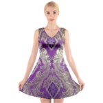 Purple & Gold  CBDOilPrincess E70d1a7c-502f-48a3-839e-eea25bfe4633 V-Neck Sleeveless Dress
