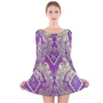 Purple & Gold  CBDOilPrincess E70d1a7c-502f-48a3-839e-eea25bfe4633 Long Sleeve Velvet Skater Dress