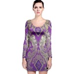 Purple & Gold  CBDOilPrincess E70d1a7c-502f-48a3-839e-eea25bfe4633 Long Sleeve Velvet Bodycon Dress