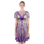 Purple & Gold  CBDOilPrincess E70d1a7c-502f-48a3-839e-eea25bfe4633 Short Sleeve V-neck Flare Dress