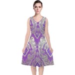 Purple & Gold  CBDOilPrincess E70d1a7c-502f-48a3-839e-eea25bfe4633 V-Neck Midi Sleeveless Dress 