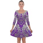Purple & Gold  CBDOilPrincess E70d1a7c-502f-48a3-839e-eea25bfe4633 Quarter Sleeve Skater Dress